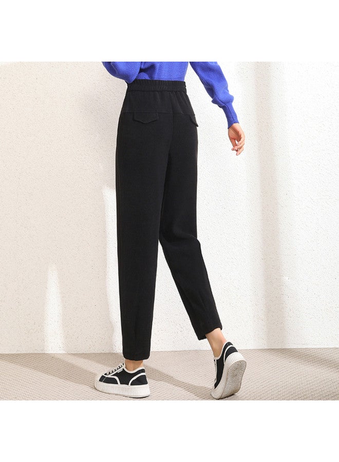 XINYANG Corduroy Pants For Women - High Waist Slimming Carrot Pants With Cuffed Hem, Fleece-lined Winter Casual Trousers - Image 4