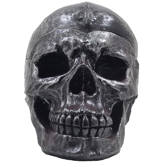 Spooky Human Skull Ashtray with Cover for Scary Halloween Decorations and Decorative Skulls & Skeletons Figurines As Gothic Smoking Room Decor Gifts for Smokers - Image 3