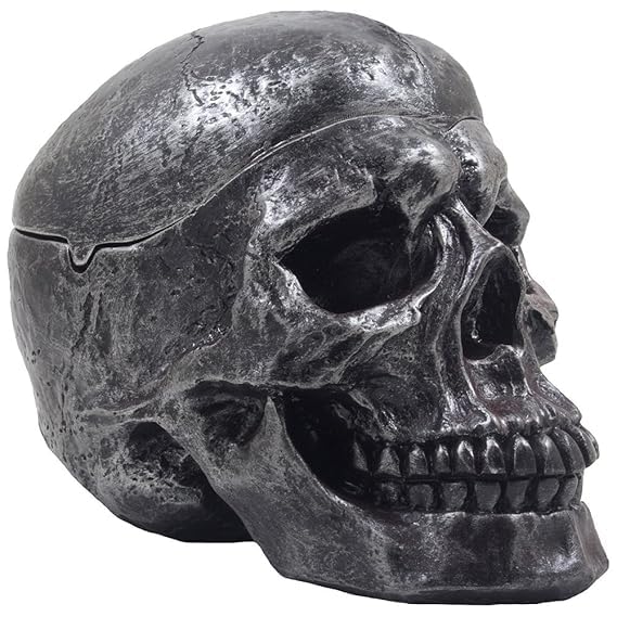 Spooky Human Skull Ashtray with Cover for Scary Halloween Decorations and Decorative Skulls & Skeletons Figurines As Gothic Smoking Room Decor Gifts for Smokers - Image 2