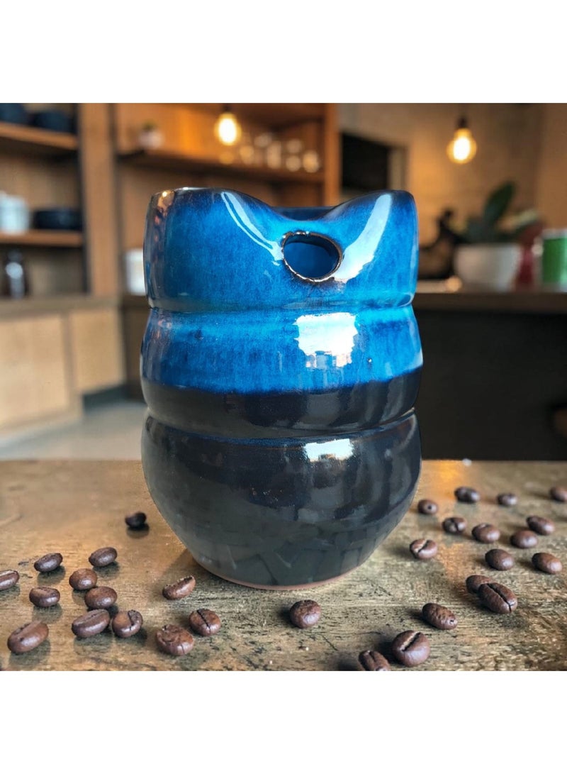 color zone pottery A distinctive and uniquely designed 200ml iced coffee mug; microwave-safe and handcrafted from pottery and ceramic. - Image 1