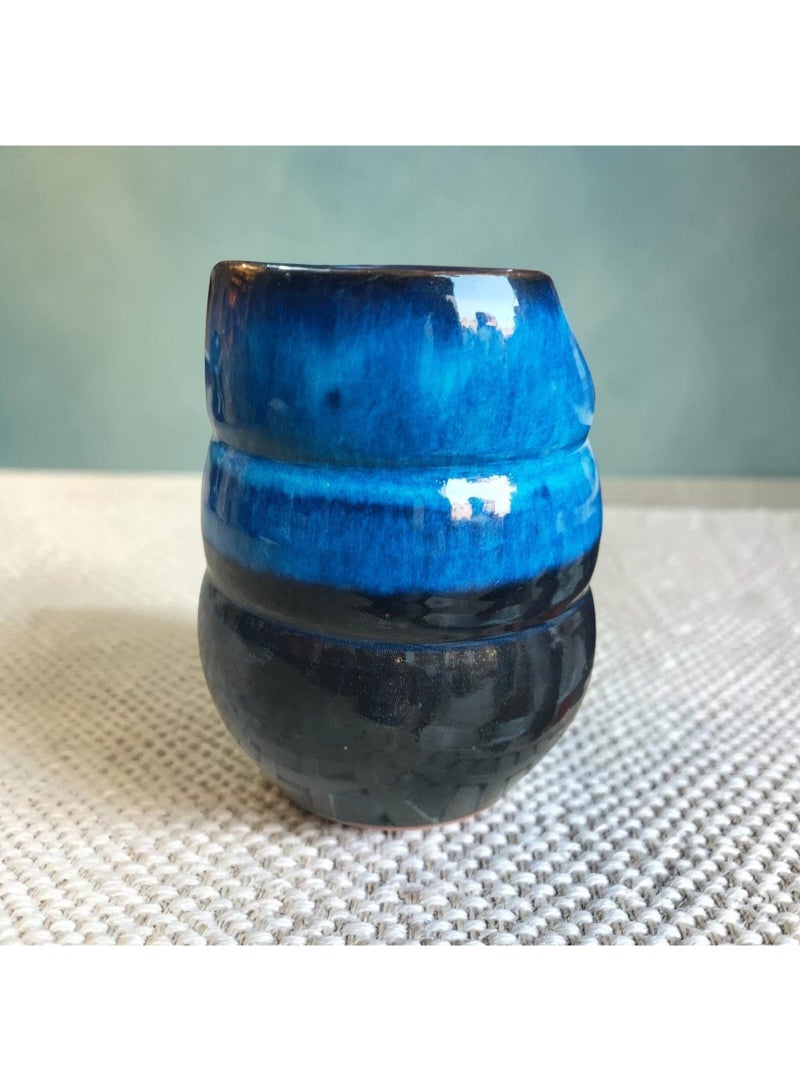 color zone pottery A distinctive and uniquely designed 200ml iced coffee mug; microwave-safe and handcrafted from pottery and ceramic. - Image 2