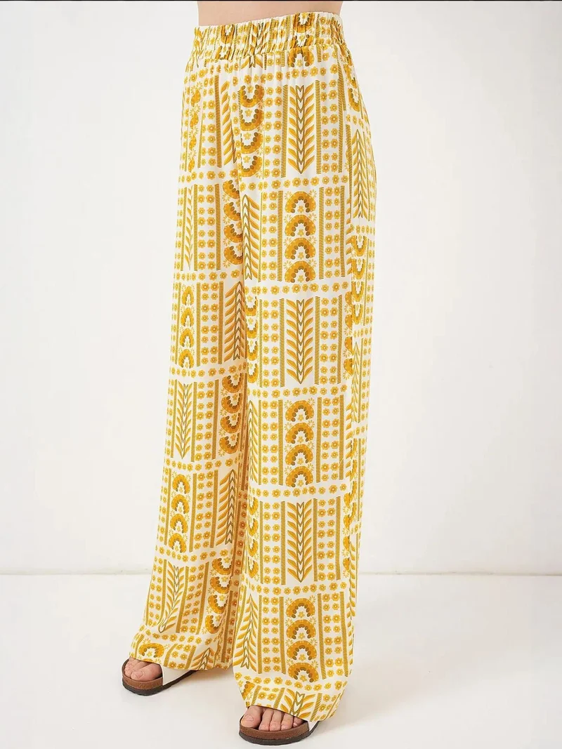 بيغ دارت بنطلون بالازو مخطط هندسي بخصر مرتفع من