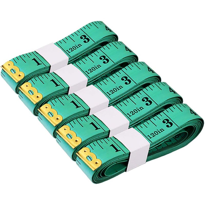 BUSHIBU Measuring Tape for Sewing 120 Inch Soft Fabric Cloth Tape Measure for Body Measurement 5 Pack Double Scale Seamstress Tailor Ruler for Waist Clothing Nursing CraftGreen - Image 3