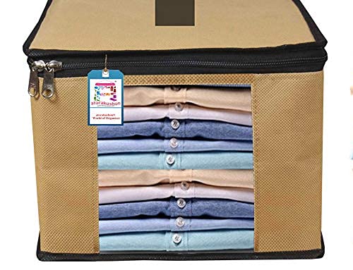 atorakushon atorakushon Fabric Mens Womens Garment Bags Shirt Cover Jeans Pant T Shirt Trousers Clothes Organizer for Travel and Storage Protect Dress Shirts from Dust with Zipper Pack of 6 Brown  - Image 3