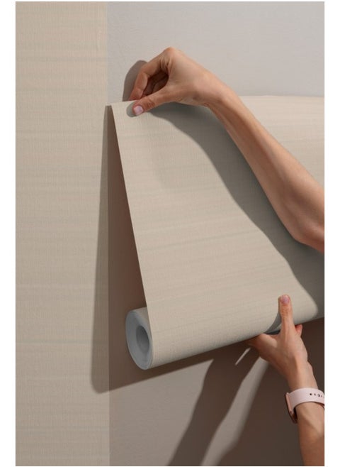 Off White Paint Color Fabric Wallpaper Covers An Area ​​Up To 4.2Mx3M With Adhesive  And Smoothing Tool