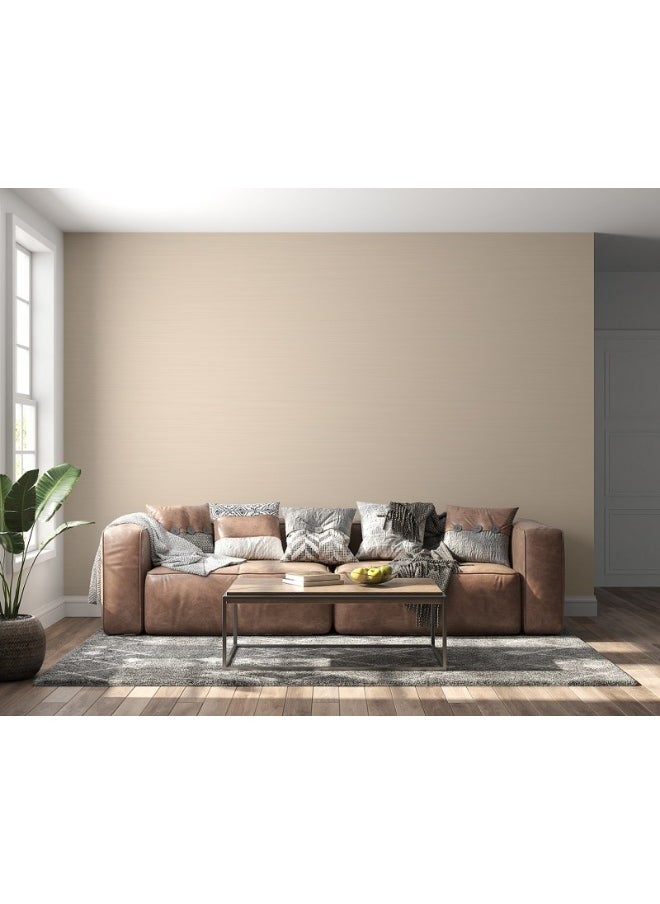 Off White Paint Color Fabric Wallpaper Covers An Area ​​Up To 4.2Mx3M With Adhesive  And Smoothing Tool
