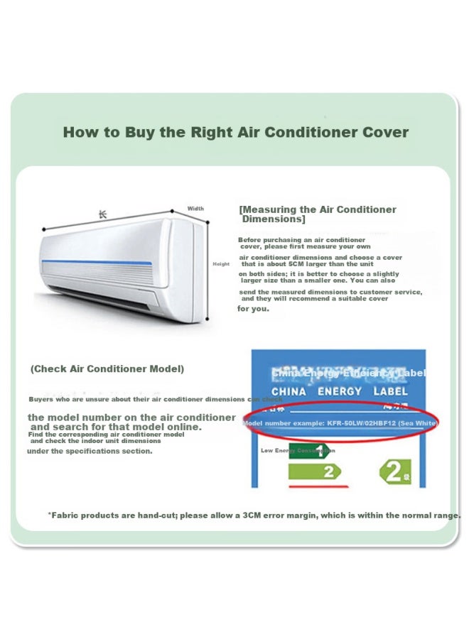 Purpavwinner Air Conditioner Dust Cover Thermal Windproof Start-up Protective Cover Household Maternity Baby Windproof Curtain For 1.5p-2hp Ac Universal Wind Shield Curtain 88-94cm Length - Image 1