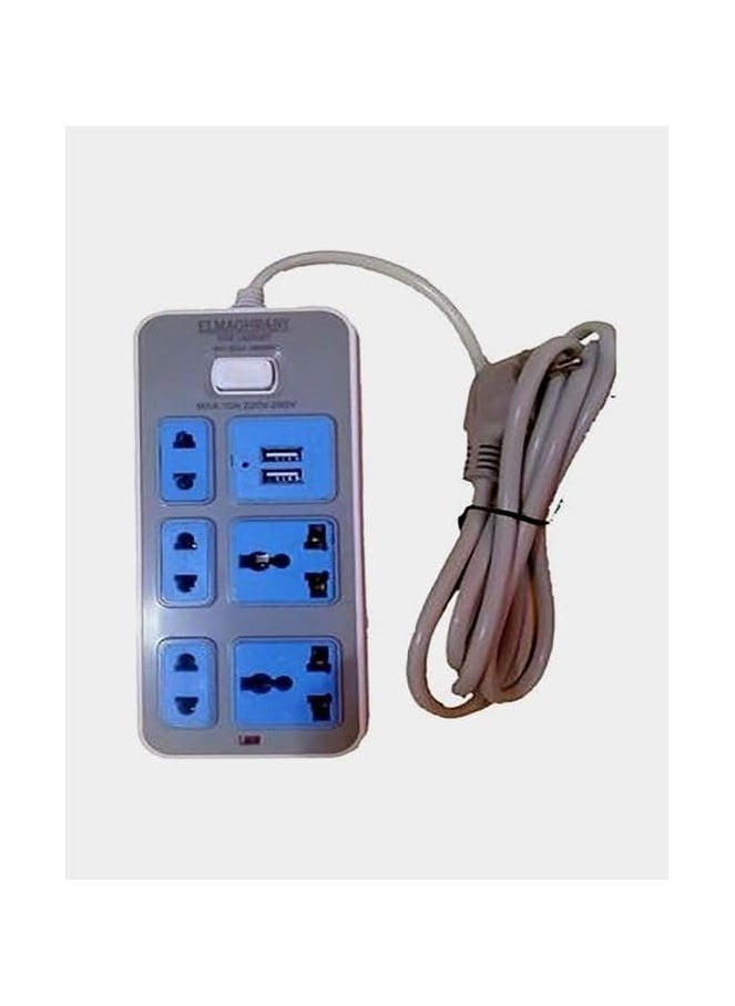 Generic 5-Outlet Electrical Extension + 2 USB Ports 