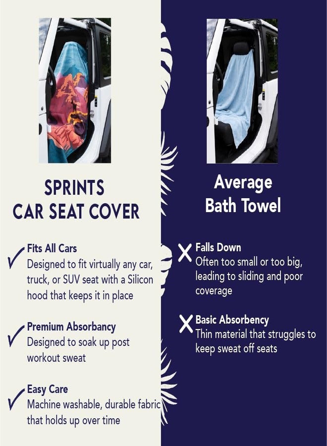 Sprints Athletic Running Towel, Full-Sized, Car Seat Cover - Moisture Wicking (Retro Sunset) - Image 2