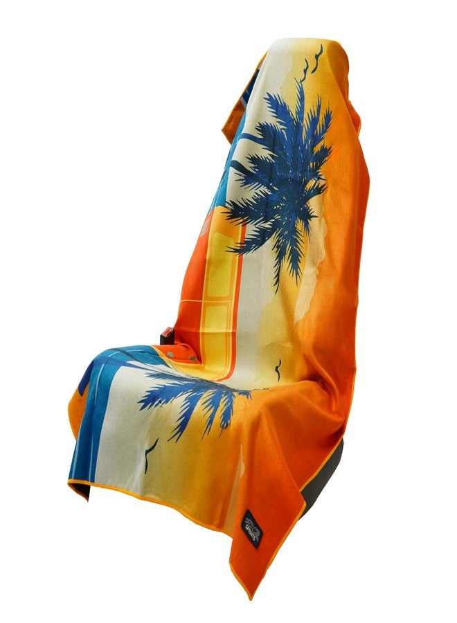 Sprints Athletic Running Towel, Full-Sized, Car Seat Cover - Moisture Wicking (Retro Sunset) - Image 1