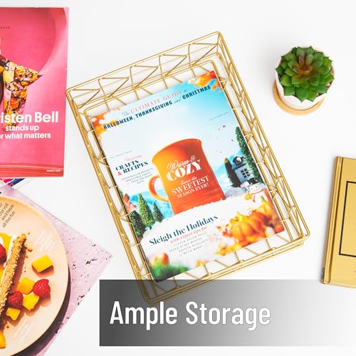 Mind Reader Document Organizer, Desktop Organizer, File Storage, Modern, Office, Metal, Gold - Image 4