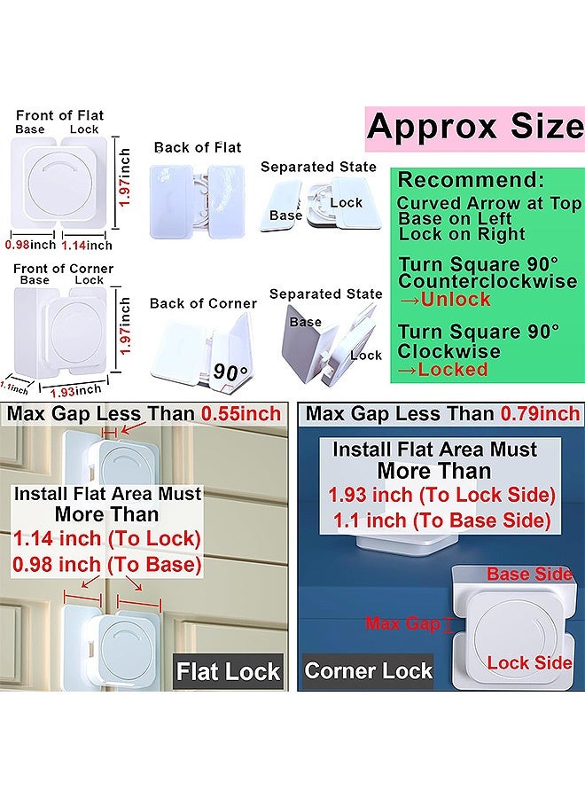Photon 6 Pcs Child Safety Lock, Corner & Flat Drawer Locks Baby Proofing, Fridge Lock for Fridge, Oven, Drawers, Wardrobes & Freezers etc (White) - Image 2