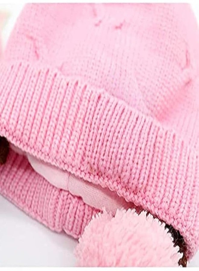 Richmen Baby Boys Girls Winter Hat Soft Woolen Beanie Braids Cap for Girl Kids Warm Knitted Windproof Cap for Toddler’s Fashion Children Infant Hat for (6Month -4Yrs) Light Pink 3 - Image 4
