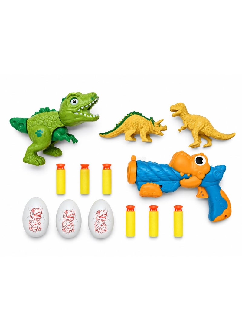 vGRASSP Dinosaur Toy Set with Foam Dart Launcher, Dinosaur Shooter Gun, Walking T-Rex Dinosaur, Dinosaur Eggs and Mini Dinosaur Figures – Interactive Educational Dinosaur Toys for Kids – Soft Foam Bullet Blaster Game – Role Play, Indoor & Outdoor Fun – Gift for Boys & Girls – Pack Size 29 × 40 × 5 cm - Image 1