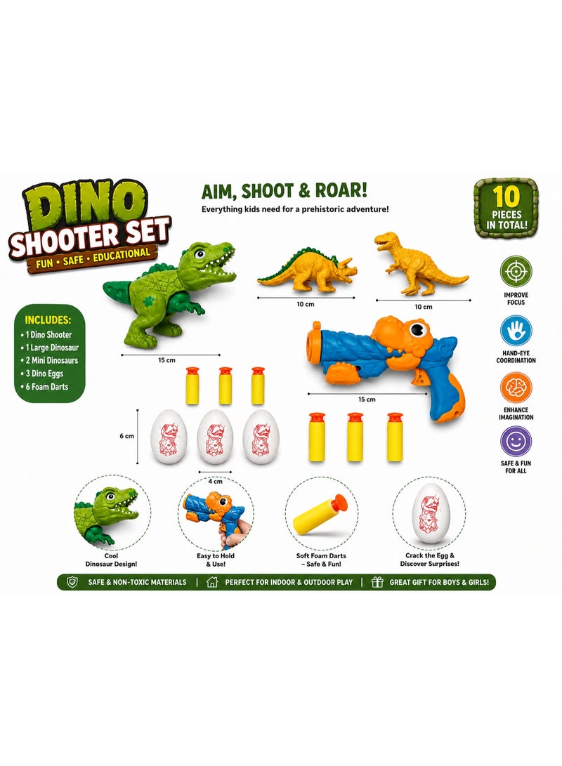 vGRASSP Dinosaur Toy Set with Foam Dart Launcher, Dinosaur Shooter Gun, Walking T-Rex Dinosaur, Dinosaur Eggs and Mini Dinosaur Figures – Interactive Educational Dinosaur Toys for Kids – Soft Foam Bullet Blaster Game – Role Play, Indoor & Outdoor Fun – Gift for Boys & Girls – Pack Size 29 × 40 × 5 cm - Image 3