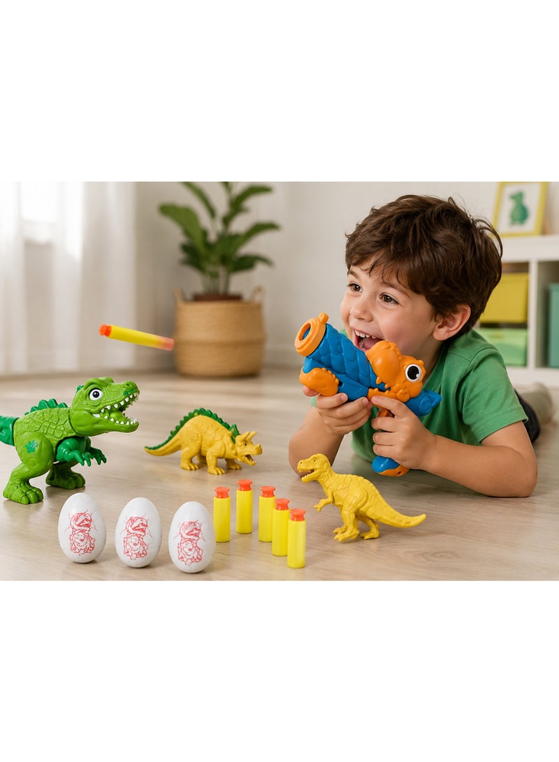 vGRASSP Dinosaur Toy Set with Foam Dart Launcher, Dinosaur Shooter Gun, Walking T-Rex Dinosaur, Dinosaur Eggs and Mini Dinosaur Figures – Interactive Educational Dinosaur Toys for Kids – Soft Foam Bullet Blaster Game – Role Play, Indoor & Outdoor Fun – Gift for Boys & Girls – Pack Size 29 × 40 × 5 cm - Image 5