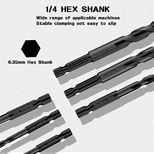 Mgtgbao 【 New 】 6pcs Black Masonry Drill Bits Set, Mgtgbao Ceramic Tile Drill Bits Carbide Tip for Glass, Brick, Tile, Concrete, Plastic and Wood with Size 6mm(1/4”), 8mm (5/16”), 10mm (3/8”), 12mm (1/2”). - Image 2