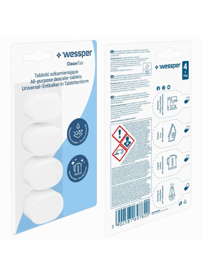 Wessper CleanTab Descaling Tablets 4 pcs – Universal Descaler for Coffee Machines & Household Appliances - Image 1