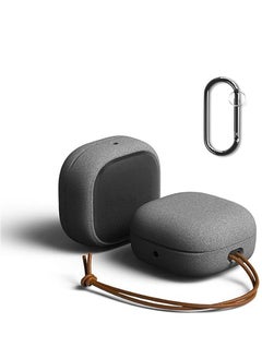 Generic fashion Frosted Case compatible with Galaxy Buds FE(2023) Buds2 Pro Case(2022) Galaxy Buds2 Case(2021) Galaxy Buds Pro Case(2021）Comes with cowhide rope and key chain (Frosted ash)  - Image 1