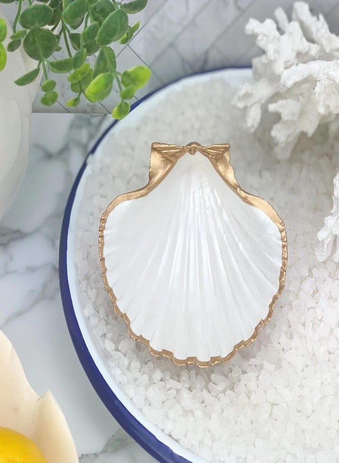 JUNERUSH Coastal Aesthetic Shell Trinket Tray for Jewellery/Makeup/Table Organizer l Home Decor l Candle Tray | Multipurpose (Pack of 2) - Image 1