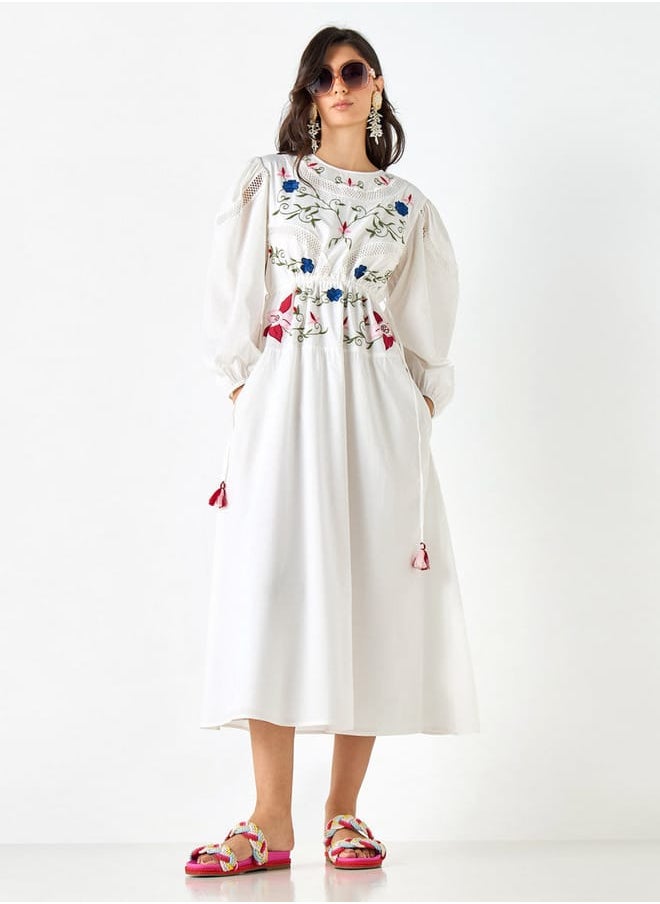 Iconic Iconic Embroidered Dress with Long Sleeves  - Image 2