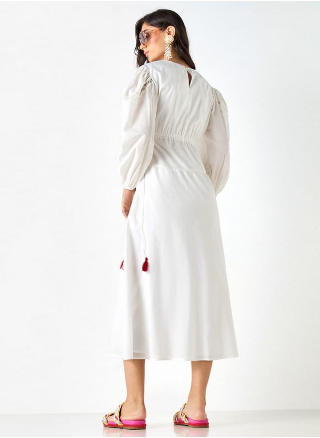 Iconic Iconic Embroidered Dress with Long Sleeves  - Image 3