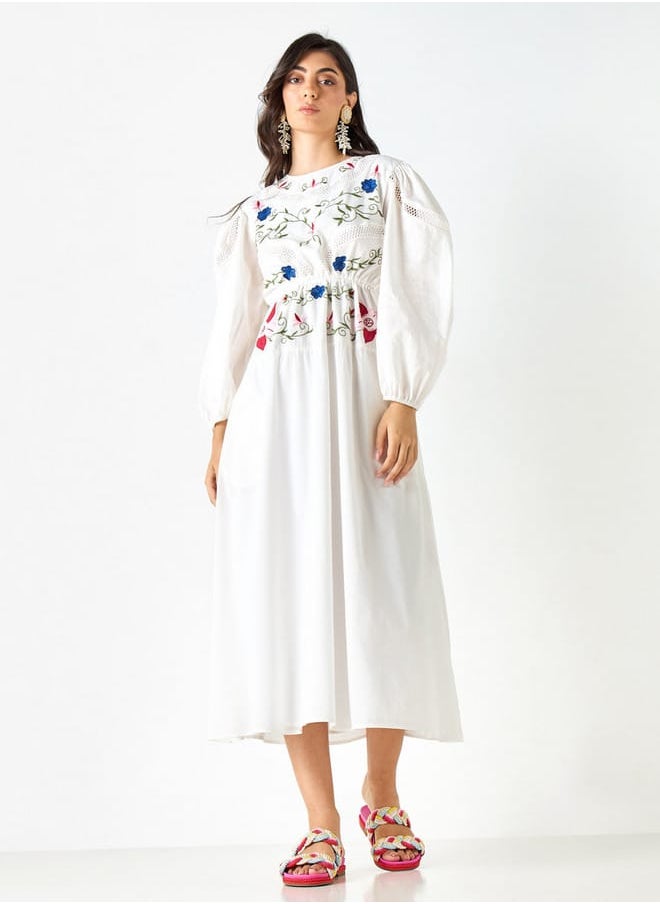 Iconic Iconic Embroidered Dress with Long Sleeves  - Image 1