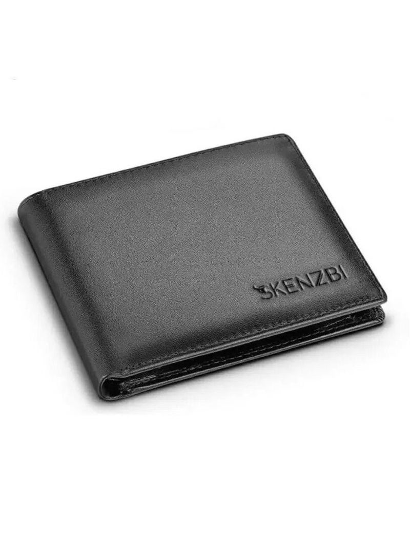 سكينزبي RFID حجب محفظة جلد طبيعي للرجال أسود - Image 1