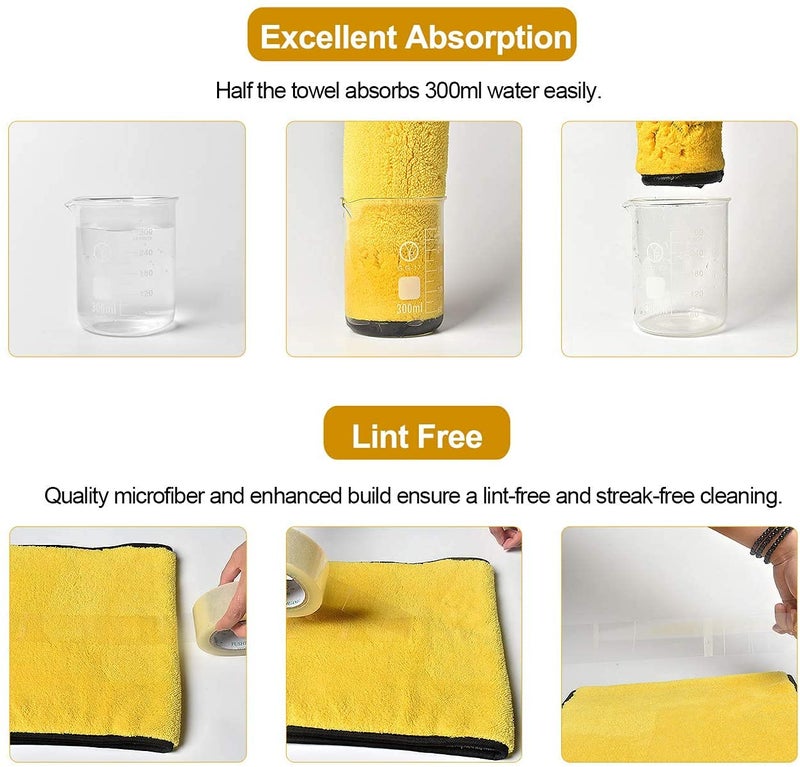 BROGBUS 900GSM Double-Sided Microfiber Hand Towel for Car, Bike, Kitchen, Mirror Glass Cleaning Microfibre Cloth for Drying, Size: 60x40 cm, Pack of 4 - Image 3