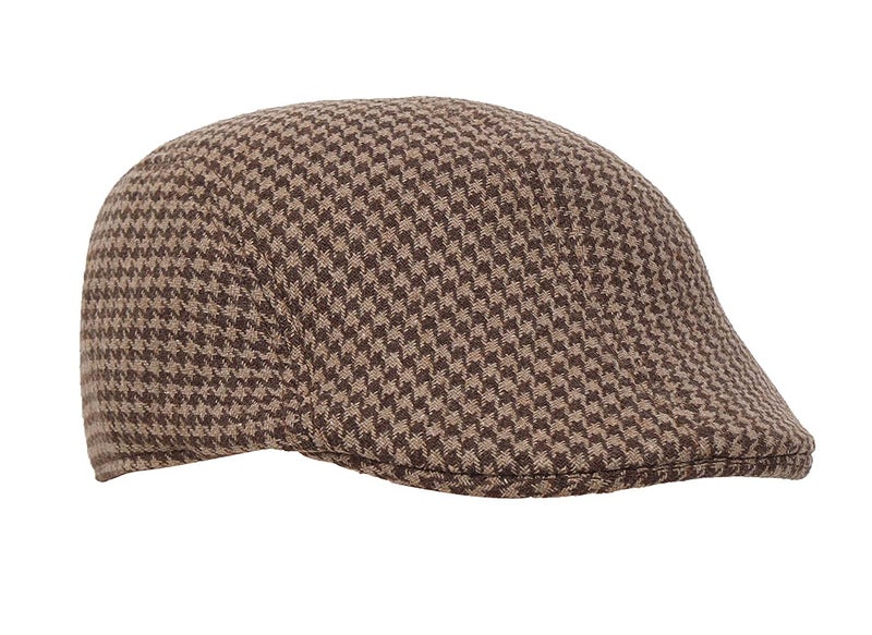 RR DESIGN Cotton Ivry/Golf/Flat Tweed Hats For Men-Pack of 1-Free Size- (Brown & Black Houndstooth Pattern) - Image 5