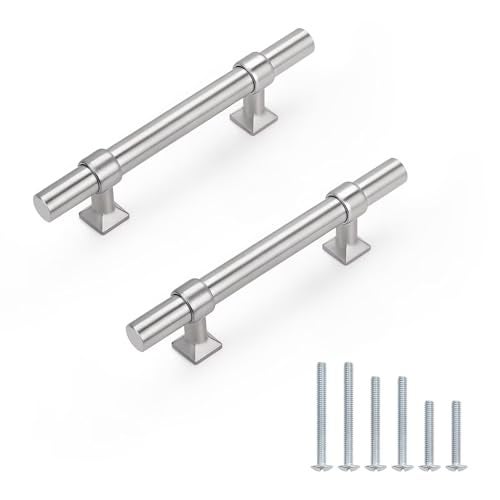 knobelite 30 Pack Hole Centers 3 inch Brushed Nickel Cabinet Handles Stainless Steel Kitchen Cabinet Pulls T Bar Hardware Pull Handle for Cabinets Dressers Closets - Image 1