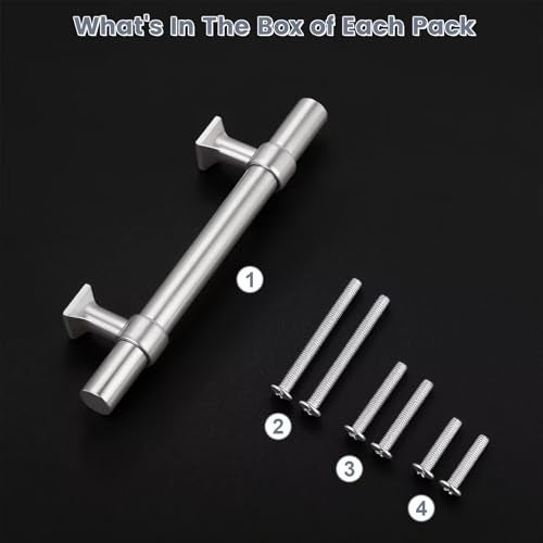 knobelite 30 Pack Hole Centers 3 inch Brushed Nickel Cabinet Handles Stainless Steel Kitchen Cabinet Pulls T Bar Hardware Pull Handle for Cabinets Dressers Closets - Image 2