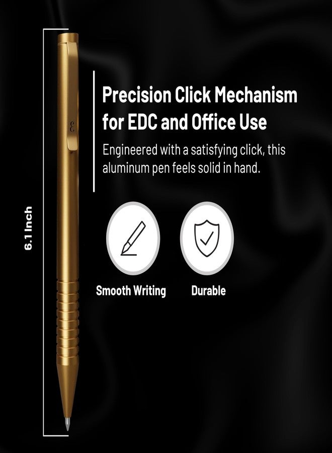 Everyman Brass Grafton Mini Twist Refillable 0.7mm Gel Ink Pen | Sleek Anodized Aluminum Pocket Pen with Grooved Grip | Smooth Writing EDC Ink Pen for Office, Travel, Work & Gifting - Image 3