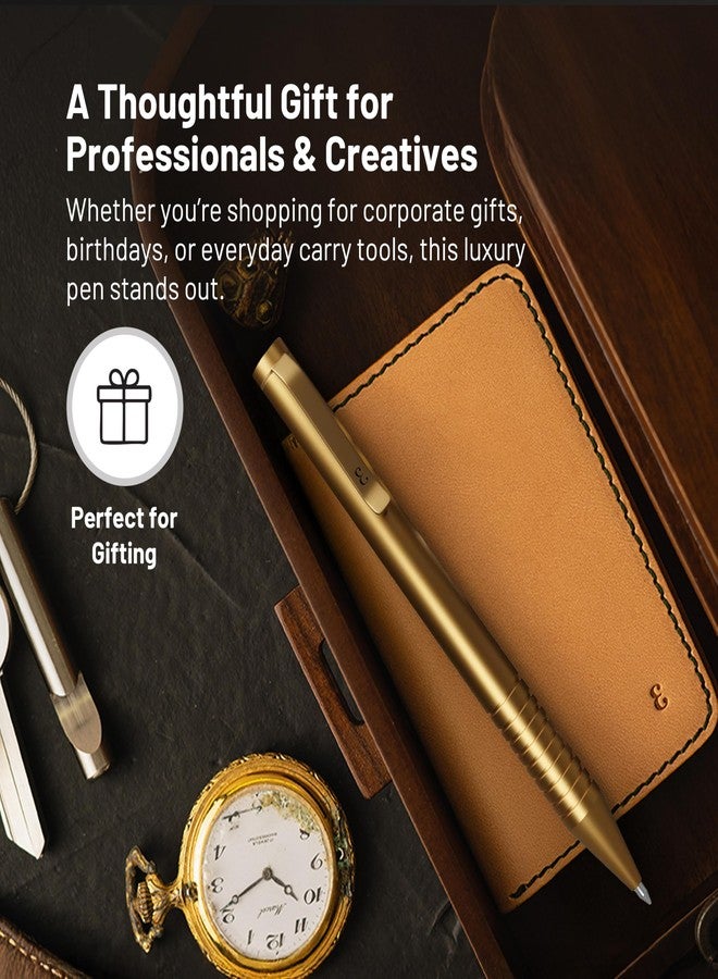 Everyman Brass Grafton Mini Twist Refillable 0.7mm Gel Ink Pen | Sleek Anodized Aluminum Pocket Pen with Grooved Grip | Smooth Writing EDC Ink Pen for Office, Travel, Work & Gifting - Image 5