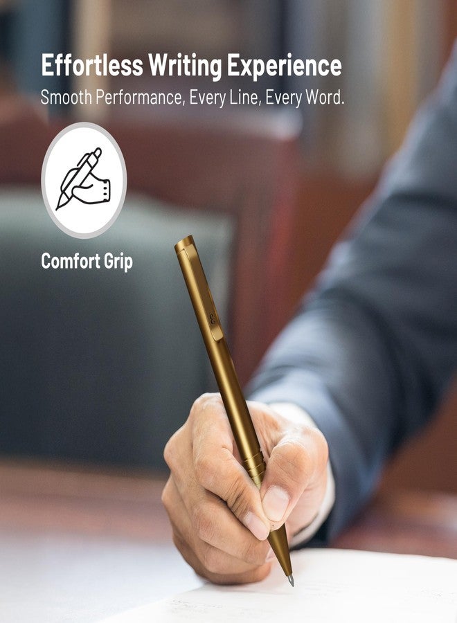 Everyman Brass Grafton Mini Twist Refillable 0.7mm Gel Ink Pen | Sleek Anodized Aluminum Pocket Pen with Grooved Grip | Smooth Writing EDC Ink Pen for Office, Travel, Work & Gifting - Image 2