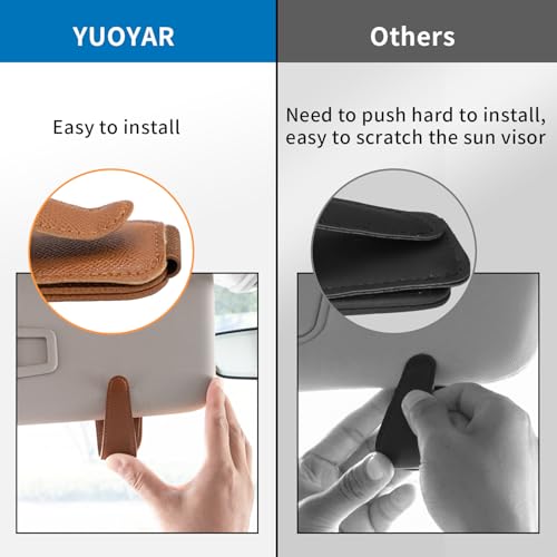 Yuoyar 2 Packs Magnetic Sunglass Holder for Car Visor - Universal Sunglasses Clip for Different Size Eyeglasses - Convenient Interior Car Accessories (Brown) - Image 3