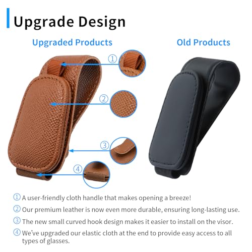 Yuoyar 2 Packs Magnetic Sunglass Holder for Car Visor - Universal Sunglasses Clip for Different Size Eyeglasses - Convenient Interior Car Accessories (Brown) - Image 2