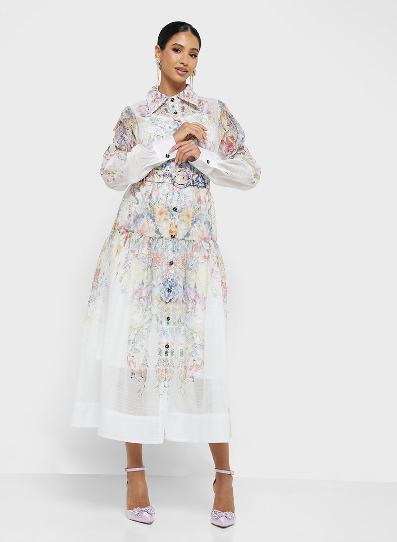 Khizana Floral Belted Dress - Image 4
