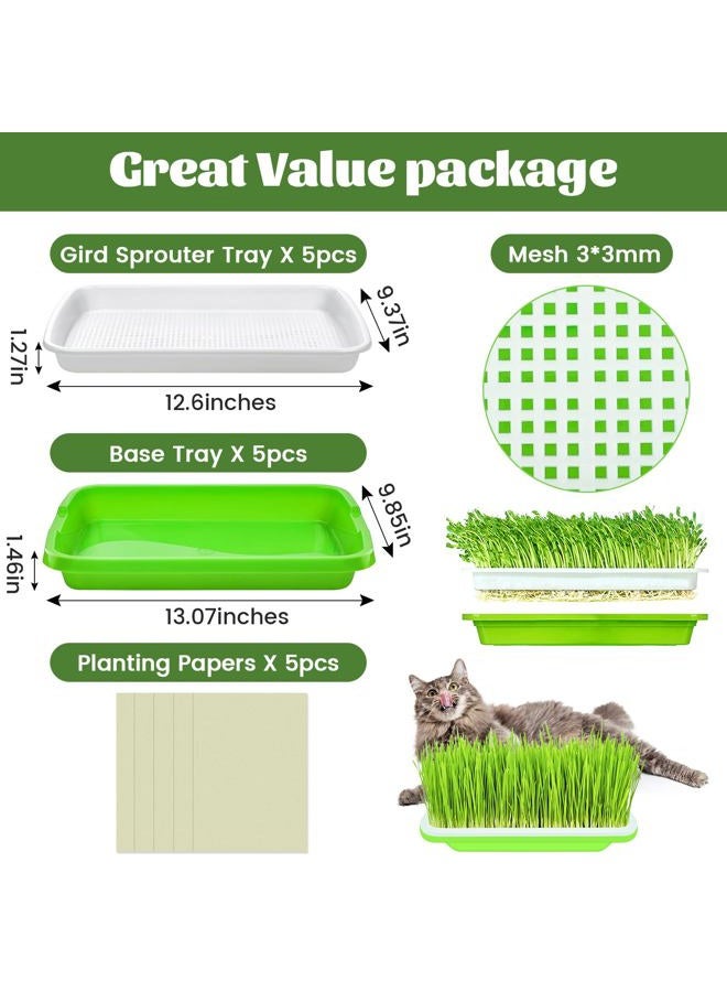 Legigo 5 Pack Green Seed Sprouter Trays- Soil-Free Cultivation Germination Tray, BPA Free Nursery Tray with Planting Paper for Indoors or Outdoors Sprouting Seeds, Grow Grass, Beans and More - Image 2