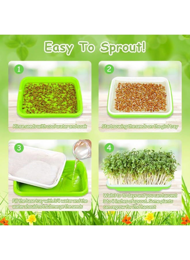 Legigo 5 Pack Green Seed Sprouter Trays- Soil-Free Cultivation Germination Tray, BPA Free Nursery Tray with Planting Paper for Indoors or Outdoors Sprouting Seeds, Grow Grass, Beans and More - Image 5