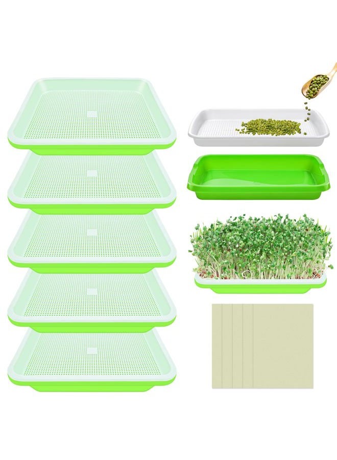 Legigo 5 Pack Green Seed Sprouter Trays- Soil-Free Cultivation Germination Tray, BPA Free Nursery Tray with Planting Paper for Indoors or Outdoors Sprouting Seeds, Grow Grass, Beans and More - Image 1