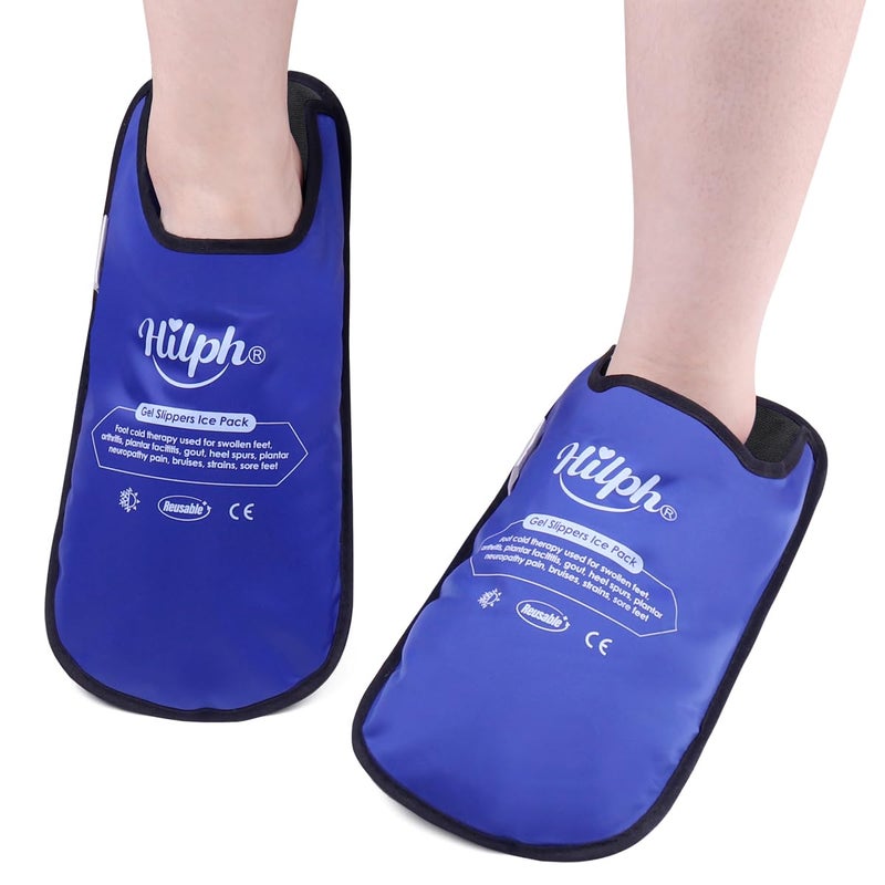 Hilph Foot Ice Pack Slippers for Plantar Fasciitis & Bunion 2 Packs, HSA or FSA Eligible Reusable Hot Cold Packs Gel Ice Slipper for Foot & Toes Pain, Gout, Foot Surgery, Neuropathy, Swollen (Blue) - Image 1
