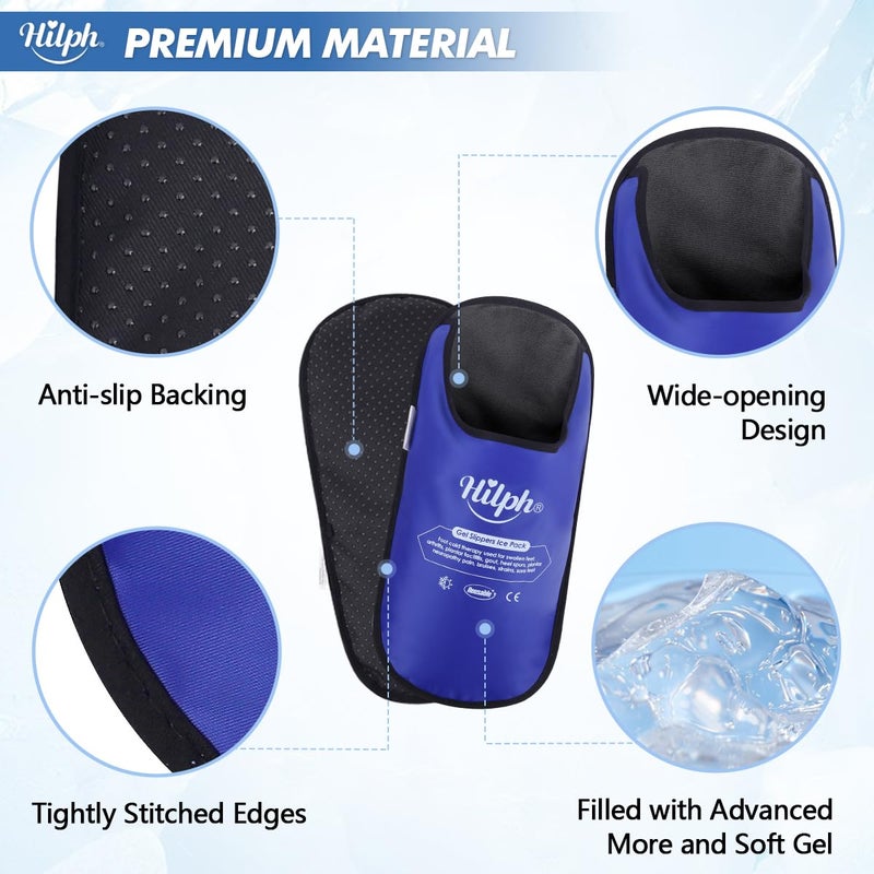 Hilph Foot Ice Pack Slippers for Plantar Fasciitis & Bunion 2 Packs, HSA or FSA Eligible Reusable Hot Cold Packs Gel Ice Slipper for Foot & Toes Pain, Gout, Foot Surgery, Neuropathy, Swollen (Blue) - Image 5