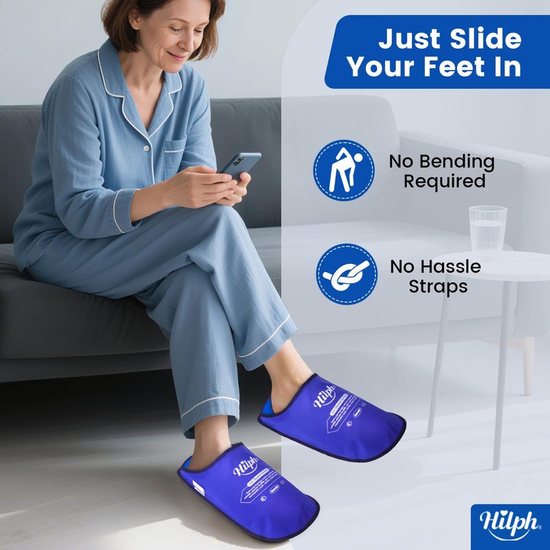 Hilph Foot Ice Pack Slippers for Plantar Fasciitis & Bunion 2 Packs, HSA or FSA Eligible Reusable Hot Cold Packs Gel Ice Slipper for Foot & Toes Pain, Gout, Foot Surgery, Neuropathy, Swollen (Blue) - Image 3