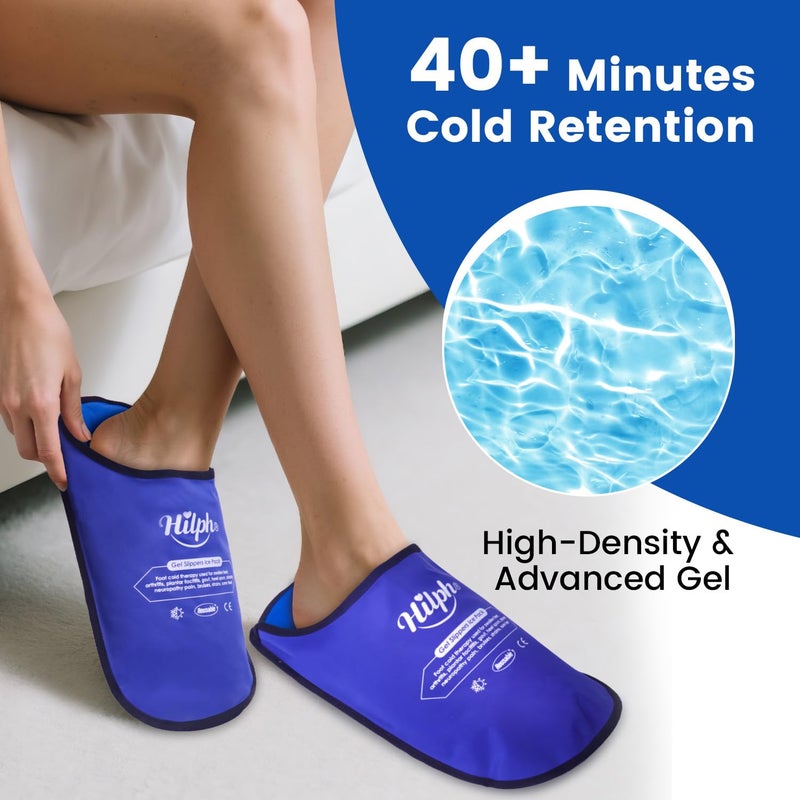 Hilph Foot Ice Pack Slippers for Plantar Fasciitis & Bunion 2 Packs, HSA or FSA Eligible Reusable Hot Cold Packs Gel Ice Slipper for Foot & Toes Pain, Gout, Foot Surgery, Neuropathy, Swollen (Blue) - Image 4