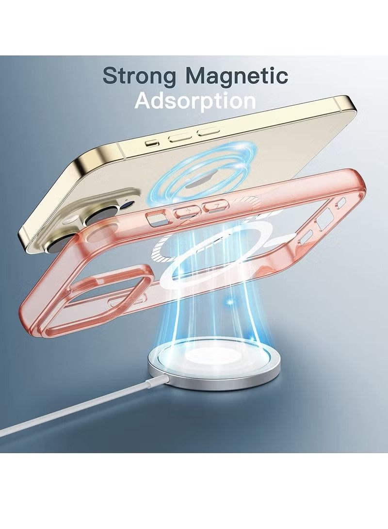 Zaboon iPhone 14 Pro Max 6.7-Inch Compatible with MagSafe Wireless Charging Shockproof Phone Bumper Cover Anti-Scratch Clear Back Rose Gold - Image 2