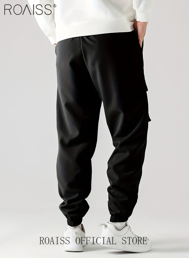 رويس بنطلونات جري كاجوال للرجال، بنطلونات كارغو برباط مع أرجل ضيقة وتصميم ضيق، بنطلونات رياضية برباط عند الكاحل مع جيوب متعددة، مناسبة للارتداء اليومي أو الأنشطة الخارجية أو أي أنشطة بدنية - Image 2