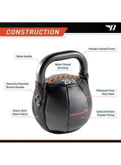 Bionic Body Soft Kettlebell with Handle for Weightlifting, Conditioning, Strength and Core Training 25lb
