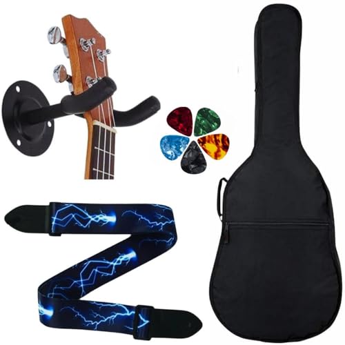 MOCKING BIRD Acoustic Guitar Bag Foam Padded Guitar Cover for 38, 39, 40, 41 inch with Adjustable Guitar Strap Wall Mount Hanger and Guitar Picks for Acoustic Electric Bass Guitar case (Blue Thunder) - Image 1