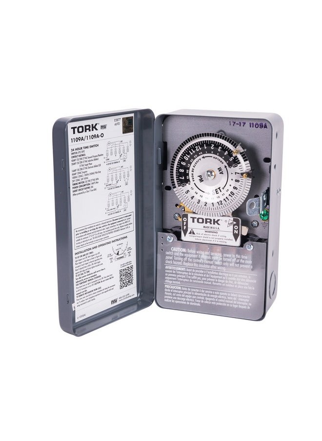 NSI - NSi Industries TORK 1109A Indoor 40-Amp Multi-Volt Mechanical Lighting and Appliance Timer - 24-Hour Programming - Multiple On/Off Settings - 120/208-277-Volt - Grey 2.9 x 4.7 x 7.9 inches - Image 1